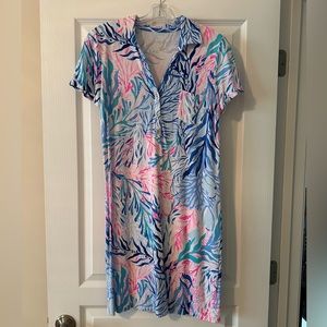 Lily Pulitzer Collar Short Sleeve Blue Pink Print Dress